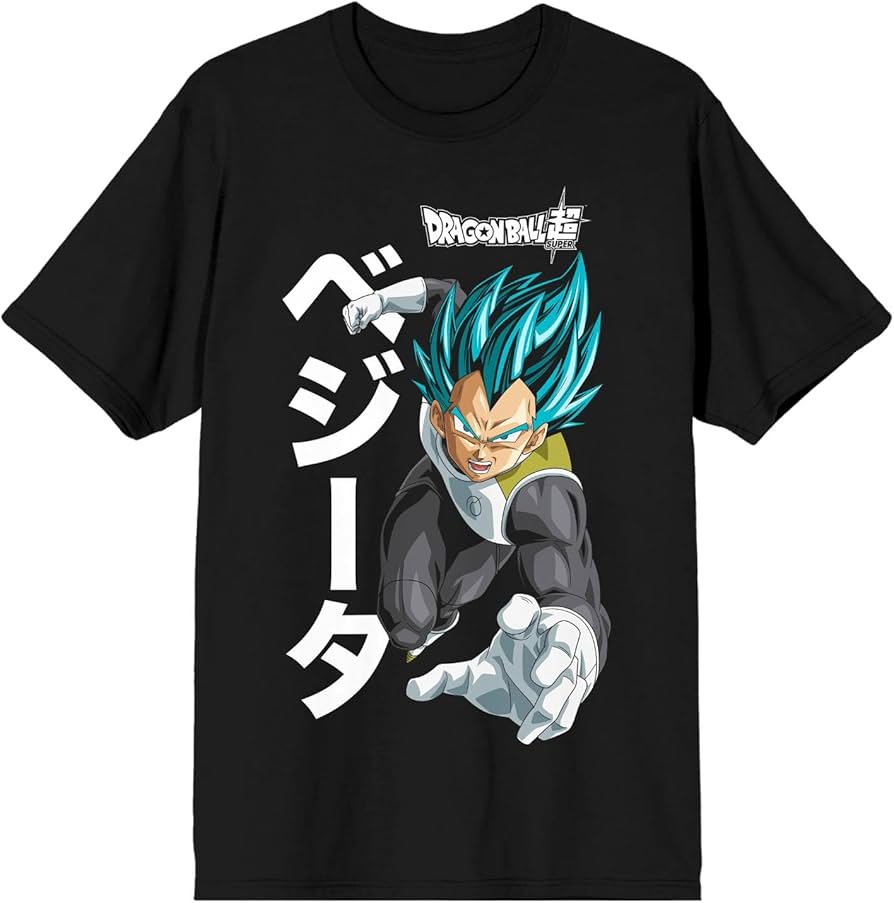Dragon Ball Super Saiyan Blue Vegeta Black T-Shirt : Amazon